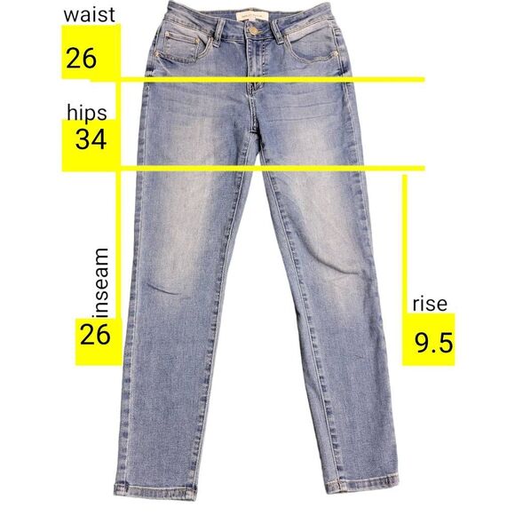 Ashley Mason Blue Denim Faded Skinny Ankle Cropped Jeans - Picture 3 of 11